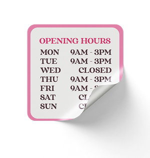 Shop Opening Hours Door Decals | Outdoor Removable Vinyl Stickers