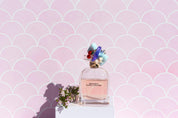 Pretty In Pink fish scale Tile Double-sided Backdrop with marc jacobs perfume- Backdrop Collective