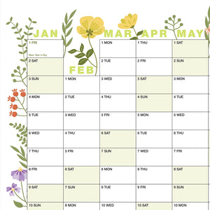 Botanical Laminated Wall Planner 2027 | Year Calendar