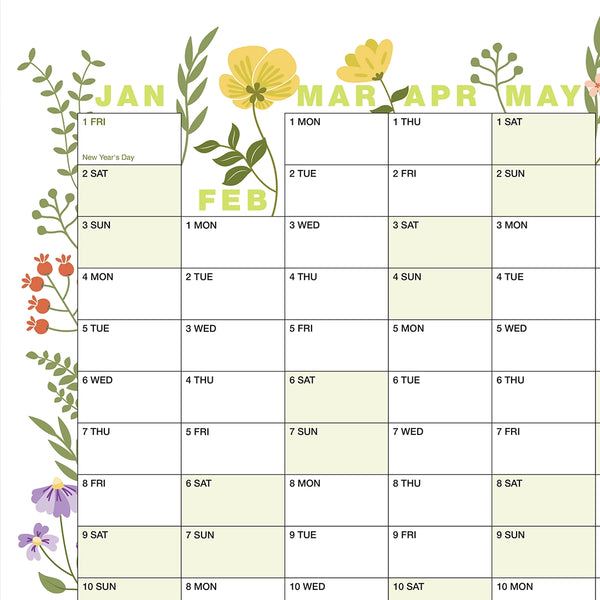 Botanical Laminated Wall Planner 2027 | Year Calendar