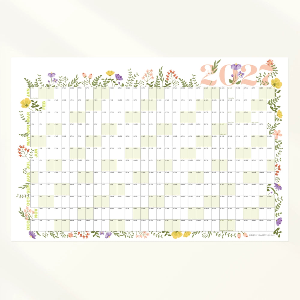 Botanical Laminated Wall Planner 2027 | Year Calendar