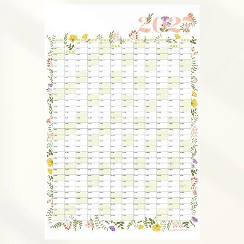 Botanical Laminated Wall Planner 2027 | Year Calendar