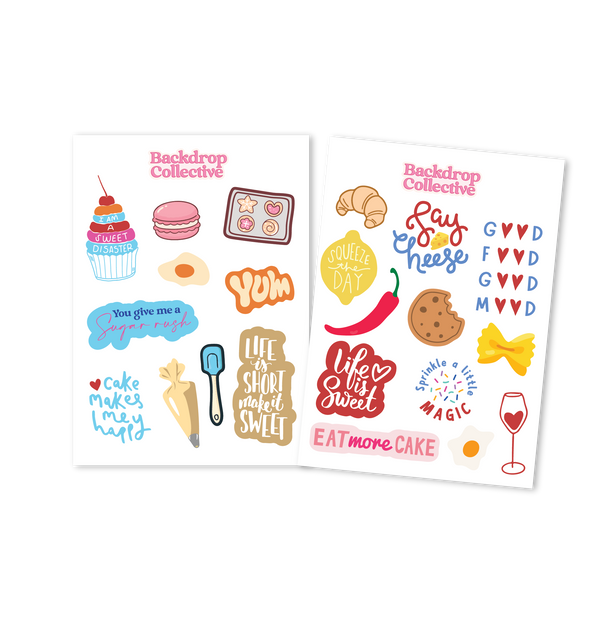Mini Reusable Decal Packs | Foodie & Cake Lover Themed