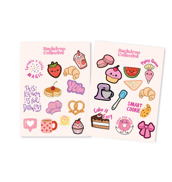 Mini Reusable Decal Packs | Foodie & Cake Lover Themed