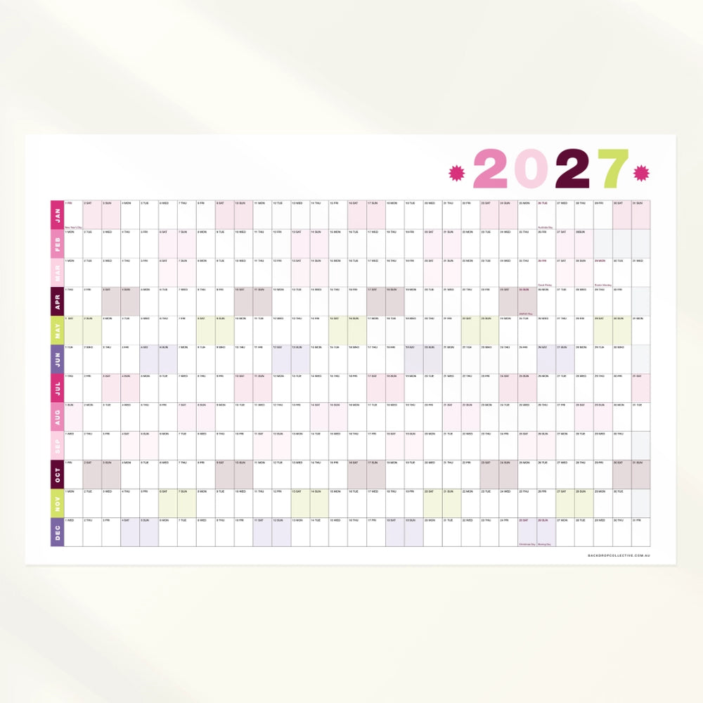 Classic Laminated Wall Planner 2027 | Year Calendar