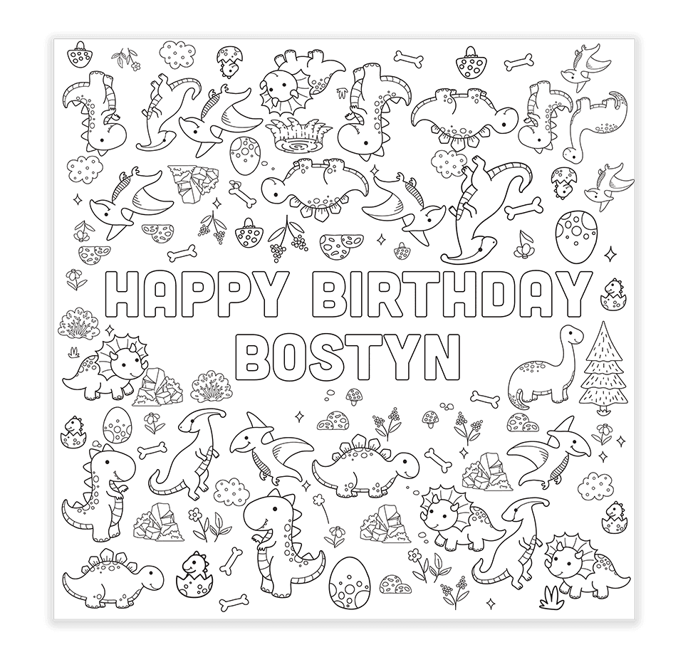 Dinosaur Party Colouring In Table Runner