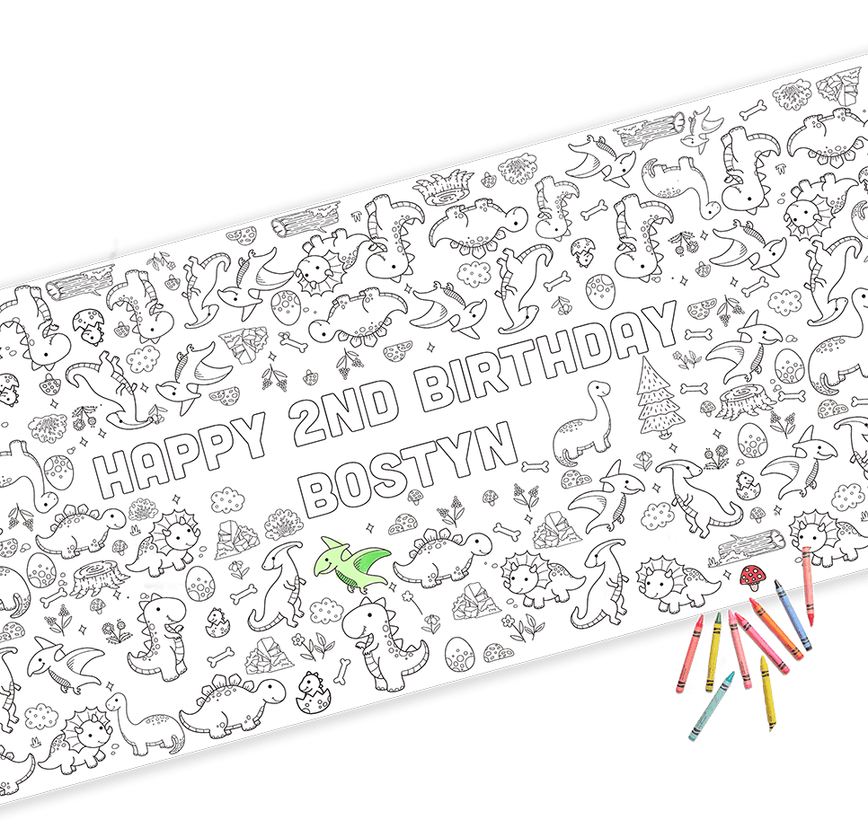Dinosaur Party Colouring In Table Runner