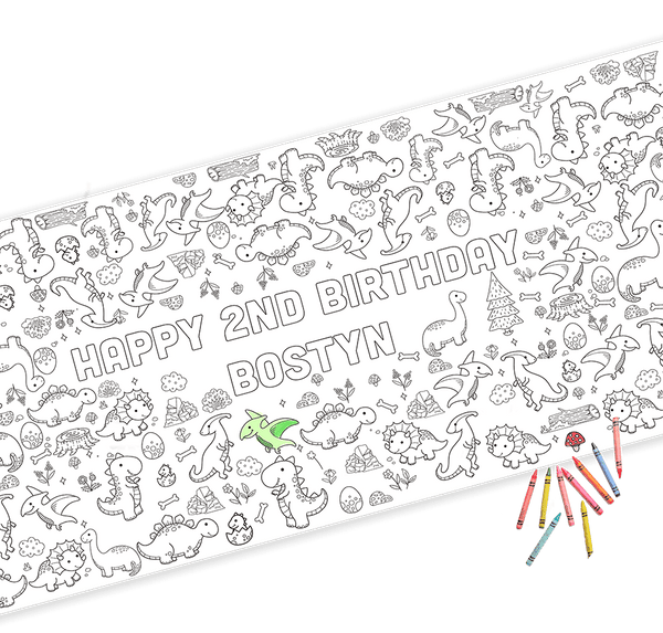 Dinosaur Party Colouring In Table Runner