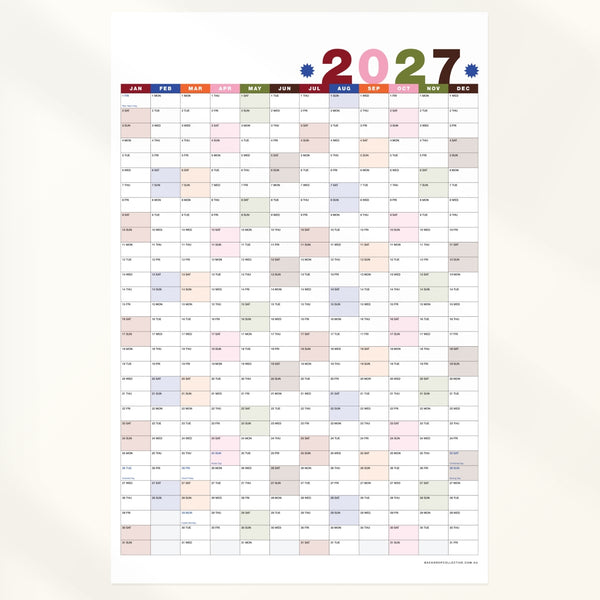 Classic Laminated Wall Planner 2027 | Year Calendar