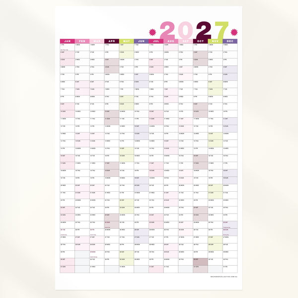 Classic Laminated Wall Planner 2027 | Year Calendar