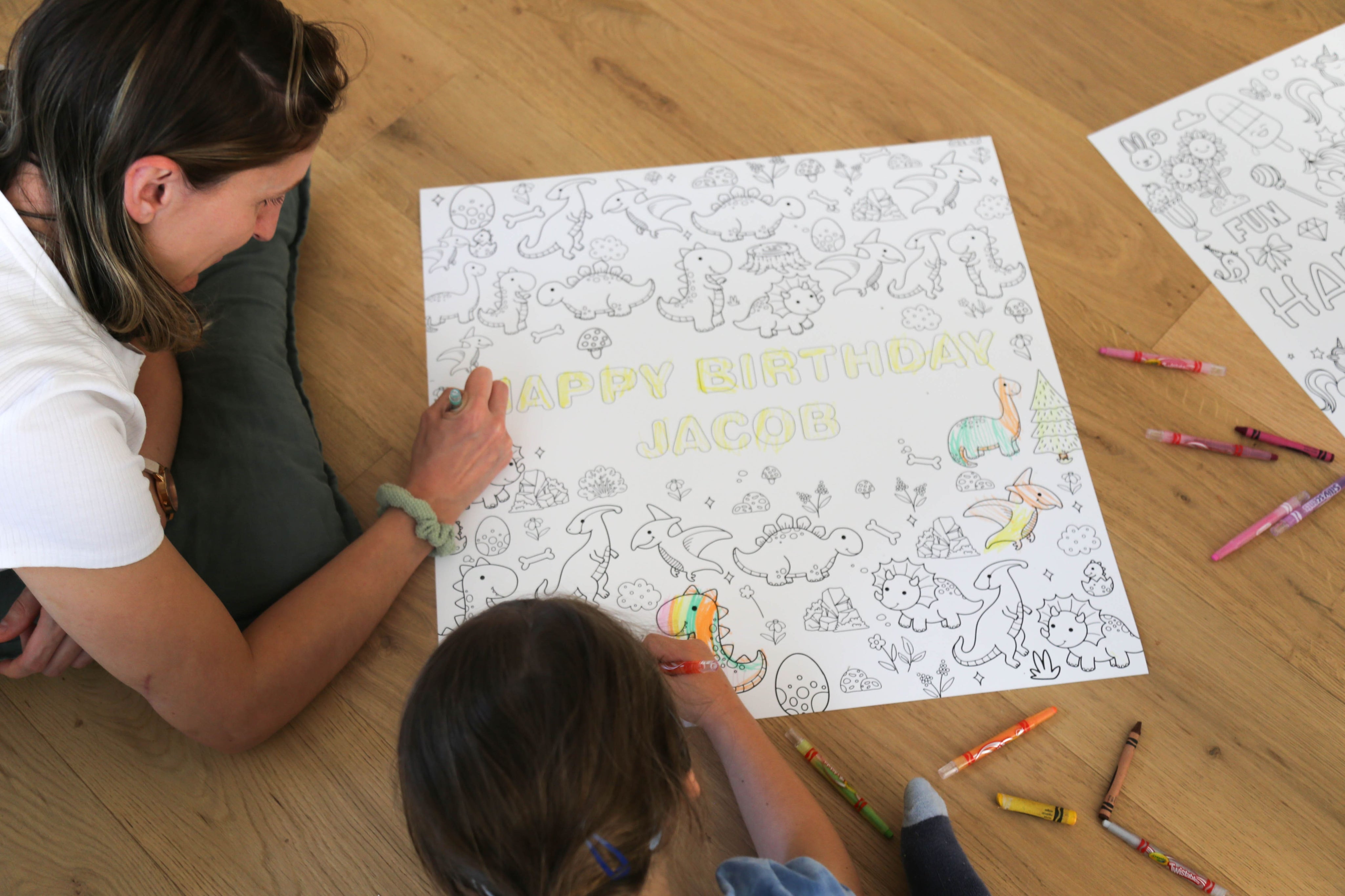 Dinosaur Party Colouring In Table Runner