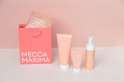 Peachy Keen peach and cream Double-sided Backdrop with skincare products photography - Backdrop Collective australia