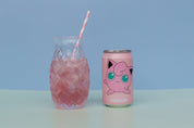 light green and blue double-sided vinyl photography backdrop photographed with pink pokemon soft drink -  backdrop collective australia