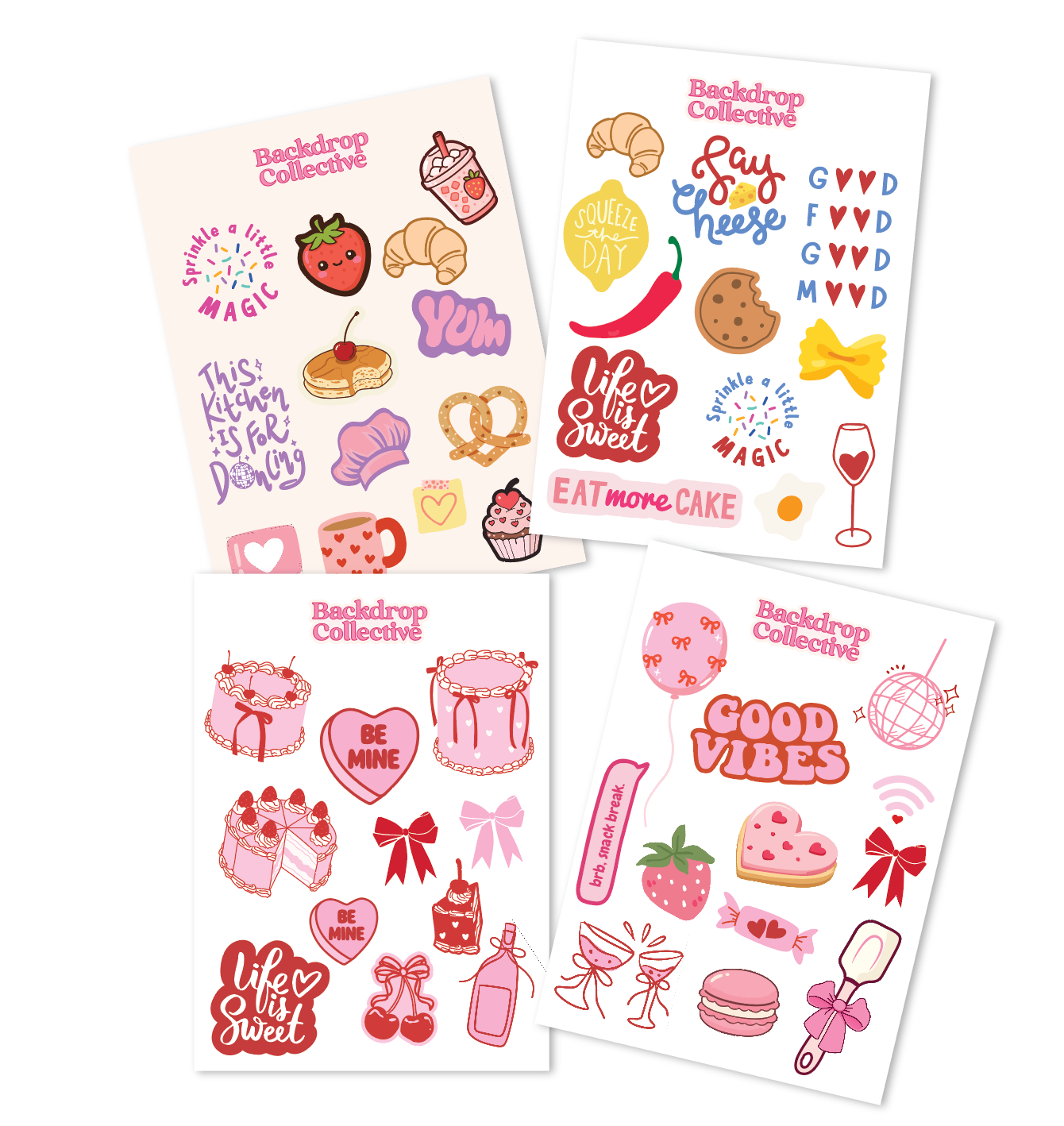 Modecor Food Decals Mini Reusable Decal Packs | Foodie & Cake Lover Themed