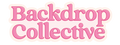 The logo for 'Backdrop Collective' is displayed in a playful, bold pink font with a light pink shadow effect, centered on a solid white background.