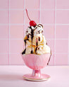 backdrop collective - cherry on ice cream sundae photographed with pink rose quartz tile waterproof photography backdrop 