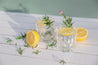 Rustic White timber double-sided photography vinyl backdrop with lemon and rosemary cocktails - backdrop collective