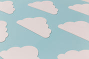 White Cloud Acrylic Prop 200mm on blue Vinyl backdrop Backdrop Collective Melbourne