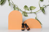 orange arch and semi circle acrylic photography props with essential oil bottles and green vine - backdrop collective melbourne australia
