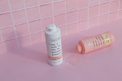 Pink Berry solid colour and pink tile double-sided photography vinyl backdrop with frank body body wash - backdrop collective melbourne