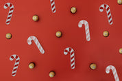  bright red photography backdrop with candy cane christmas props and chocolate - backdrop collective melbourne
