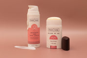 Dusty Rose Double-sided vinyl Backdrop photographed frank body skincare products- Backdrop Collective
