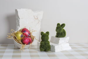 picnic rug style photography backdrop for easter imagery with easter eggs and bunnies